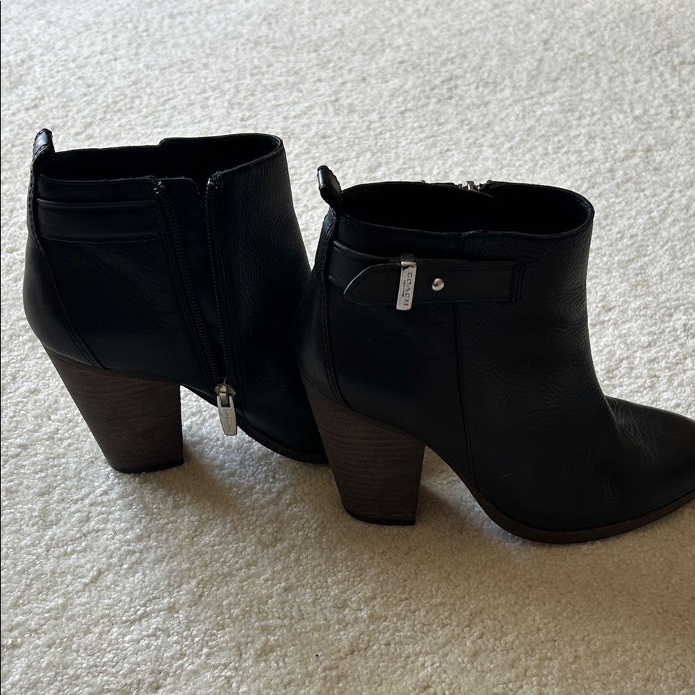 Coach Black Leather Ankle Booties